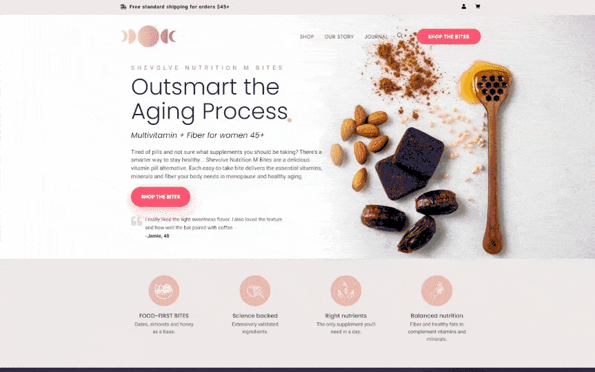 Custom Shopify Site | Shevolve Nutrition Homepage