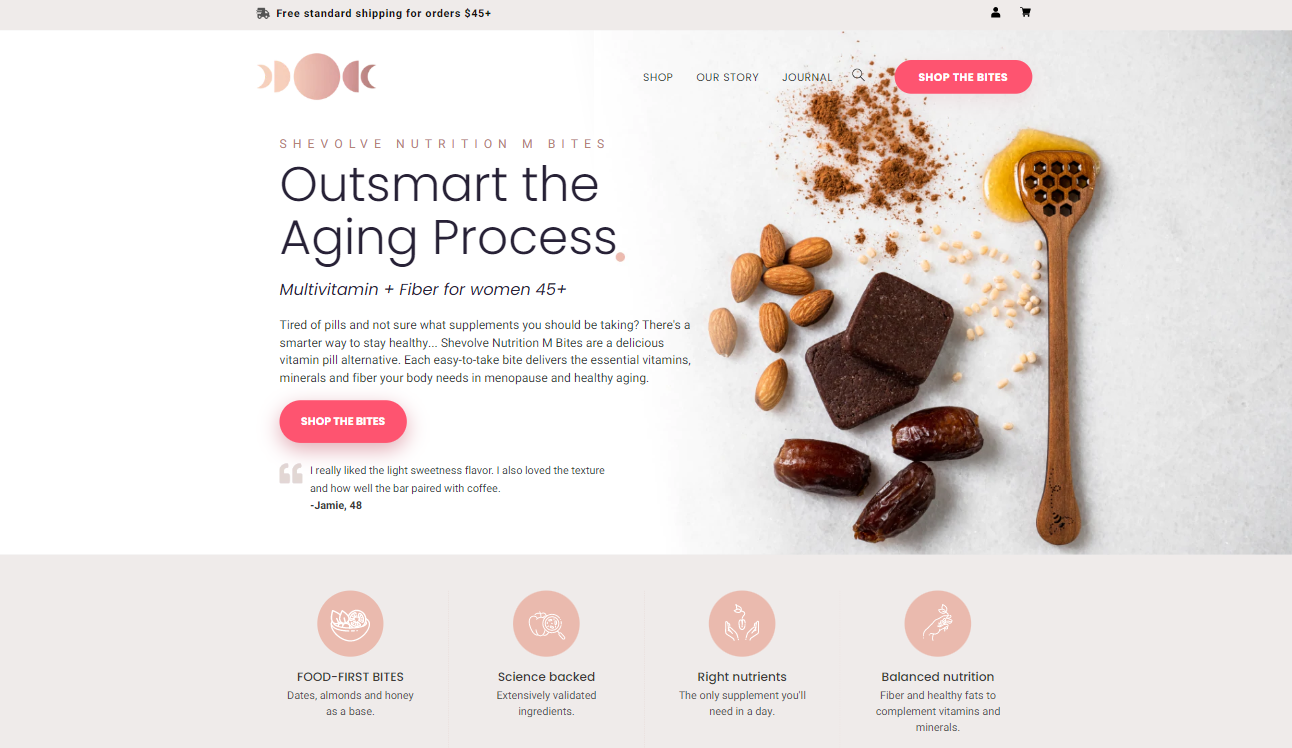 Custom Shopify Site | Shevolve Nutrition Homepage