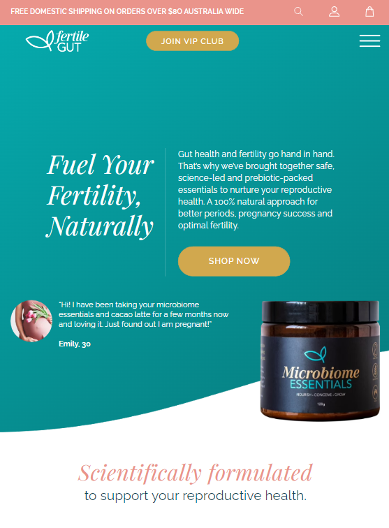 Shopify eCommerce | Fertile Gut Responsive